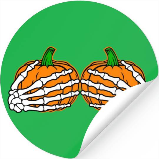 Halloween Skeleton Hands On Chest Pumpkin Boobs Stickers