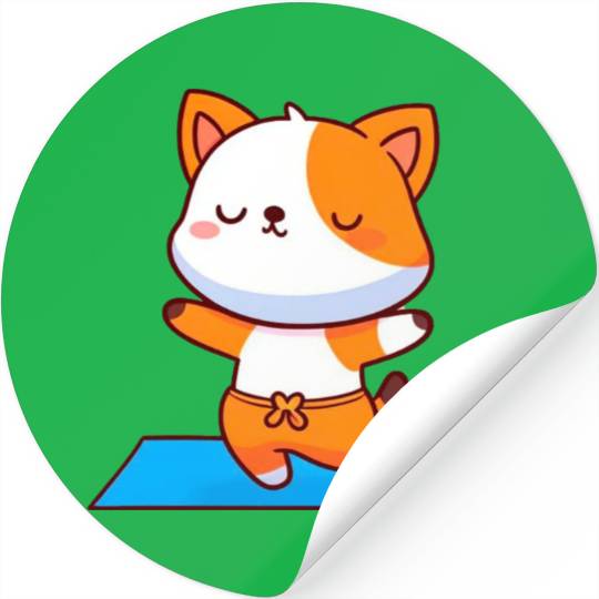 Zen Kitty Yoga Stickers