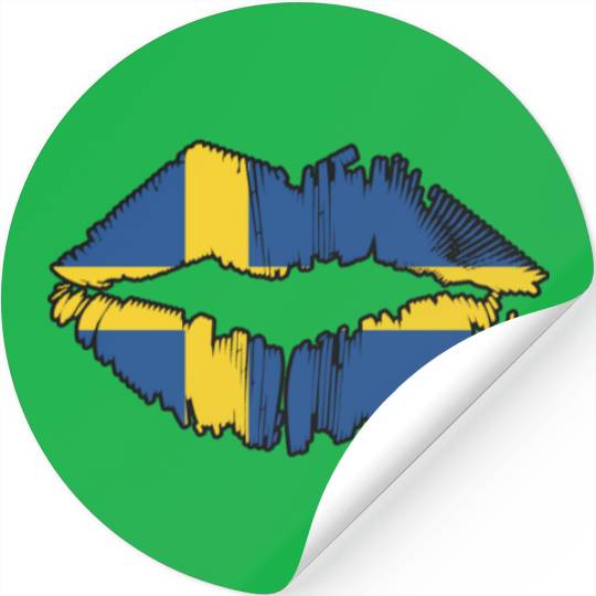 Vintage Sweden Country Flag Lips Swedish Kiss Lip Stickers
