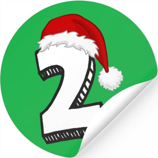 Number 2 Second Birthday - Christmas Two Stickers