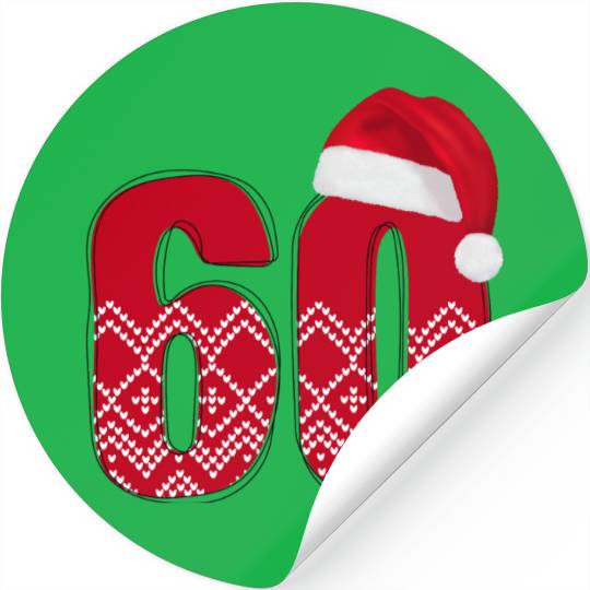 Happy 60th Christmas Birthday - Number Sixty Stickers