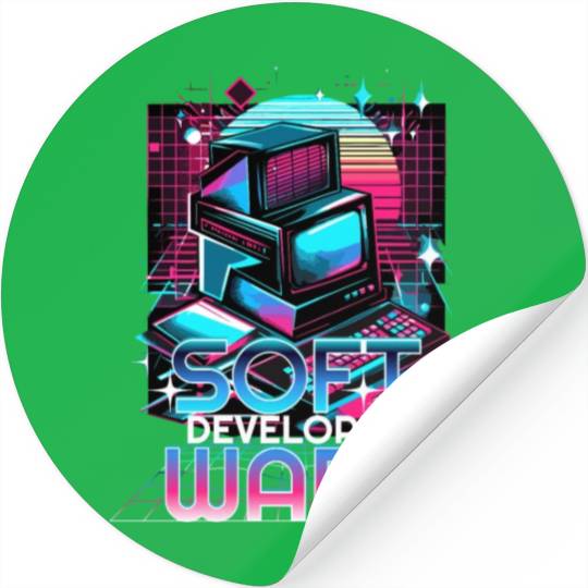 Retro Neon Software Developer Vibes 90s Stickers