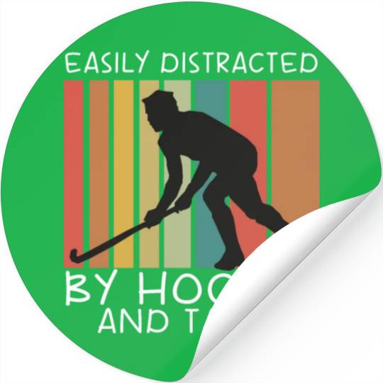 Easily Distracted By Hockey And Tacos Lover Funny Stickers