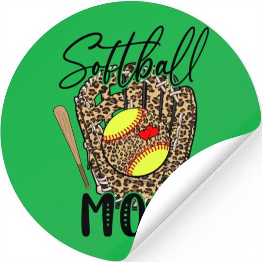 Softball Mom Leopard Game Day Softball Lover Stickers