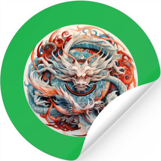 Chinese Dragon Mandala Art Stickers
