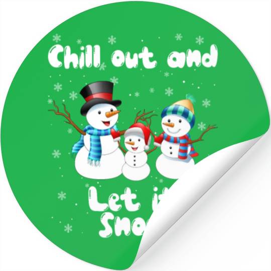 Snowman Family Chill Out and Let it Snow Fan Stickers