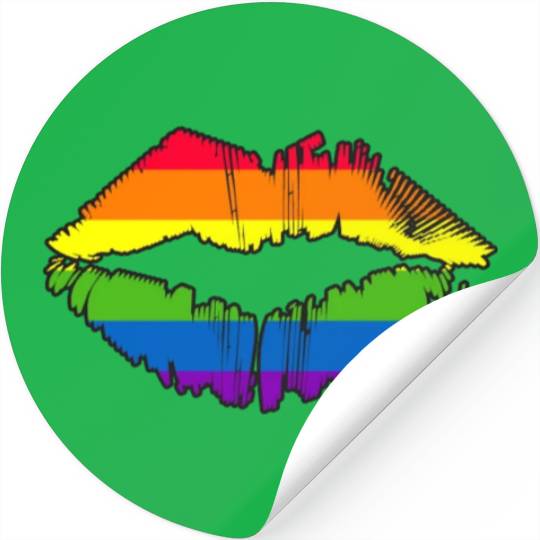 LGBTQ Gay Pride Rainbow Flag Lips Stickers