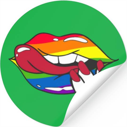 LGBTQ Rainbow Pride Flag Funny Sexy Lips Stickers