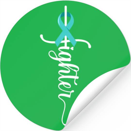 Fighter Christian Cross Warrior Ovarian Cancer Stickers