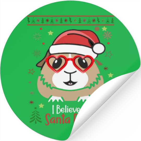 Funny Guinea Pig Christmas Hat i believe Stickers