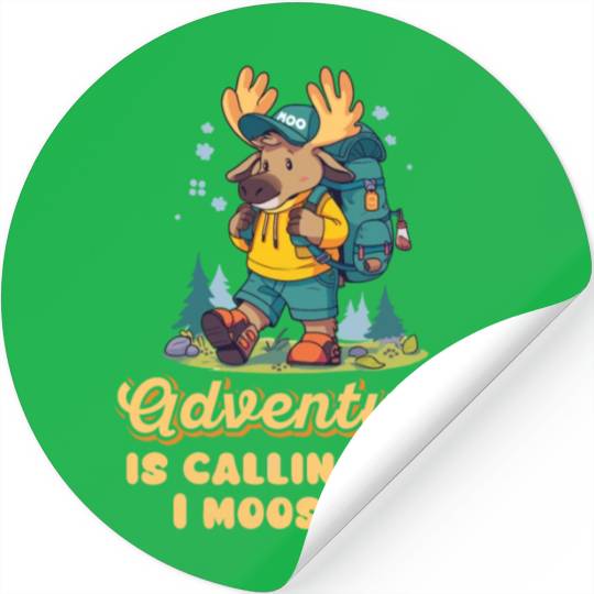 Adventure Is Calling Youth Cute Moose Stickers