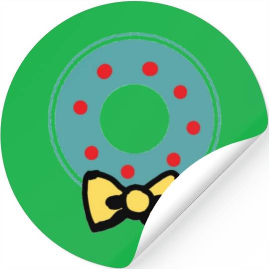 Green and Red Holiday Christmas Wreath Stickers