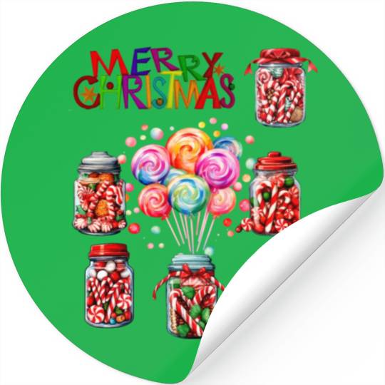 Merry Christmas Sweet Candy Canes Stickers