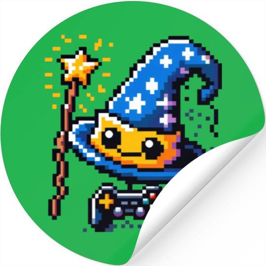 Gamer Wizard 8-Bit Hat with Controller Wand Stickers