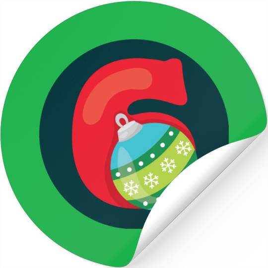 Number 6 Christmas Balls Age Six Stickers