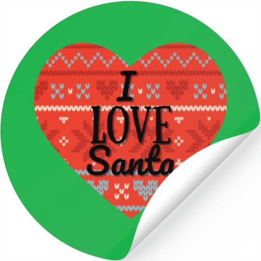 I Love Santa Christmas Sweater Heart Stickers