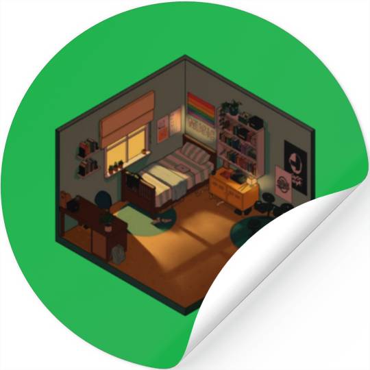 Heartstopper isometric bedroom Stickers