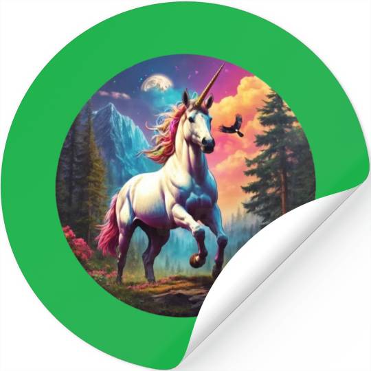 Majestic Rainbow Unicorn Stickers