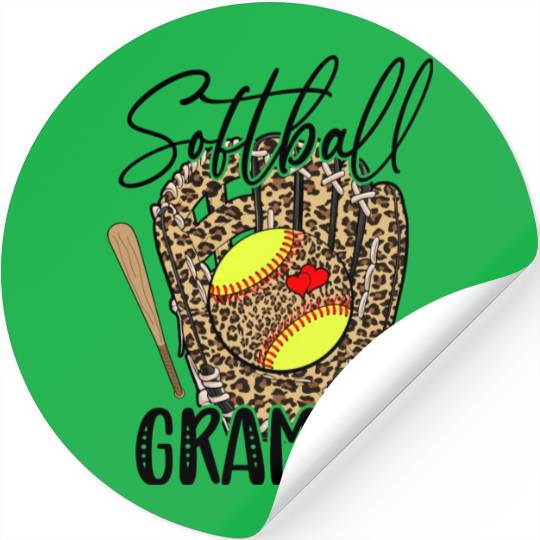 Softball Grammy Leopard Game Day Softball Lover Stickers