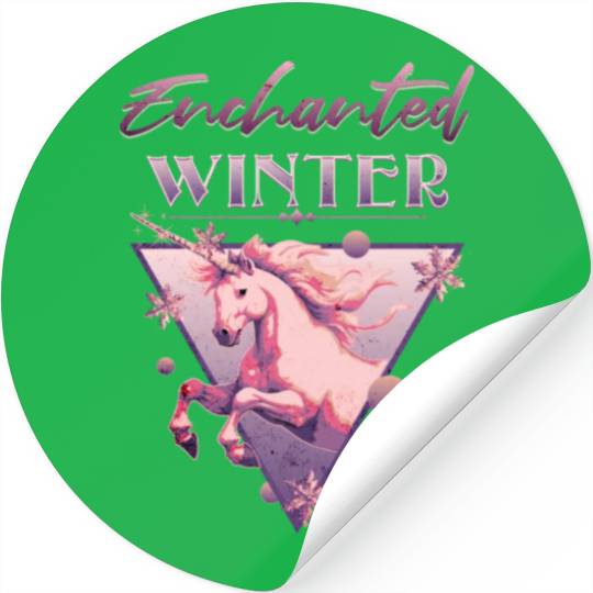Enchanted Winter 80s Retro Lilac Unicorn Stickers