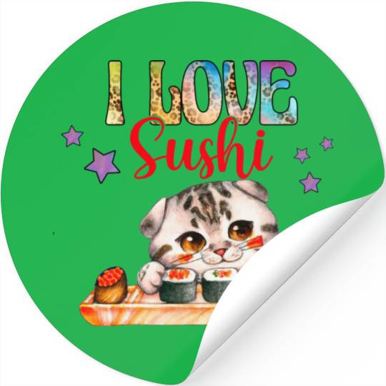 I love Sushi - Cat sushi Stickers