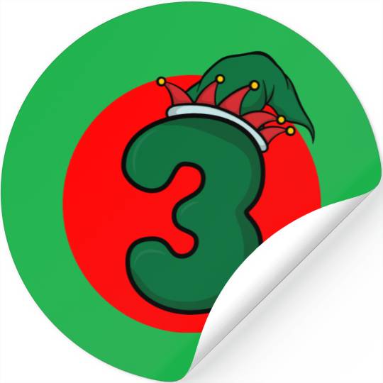Age 3 Happy Birthday Kid - Third Xmas Number Stickers