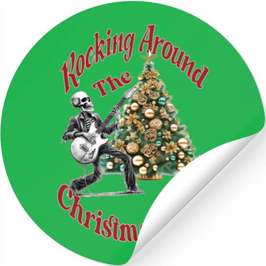 Rocking Around the Christmas Tree Skeleton Stickers,