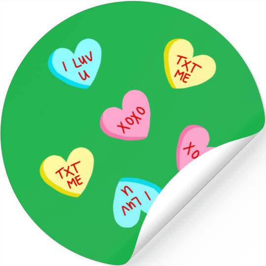 Sweet Candy Hearts Valentines Day Stickers