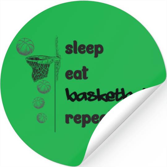 Basketball Coach Sleep Eat Basketball Repeat Stickers