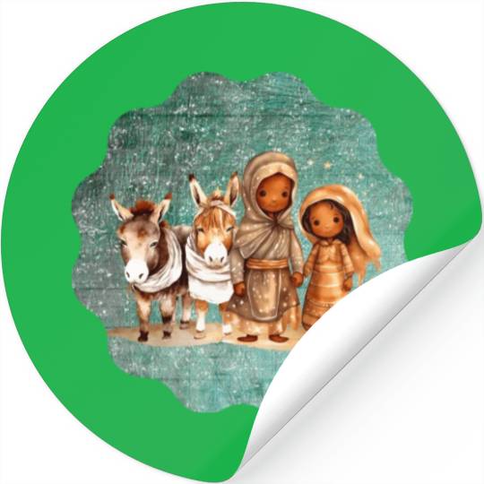 Christmas Nativity Scene Shepherds and Sheep Stickers