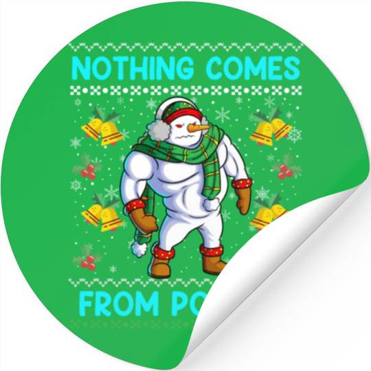 Snowman Nothing Comes from Powder Funny Stickers