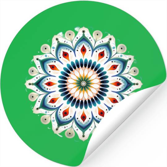 Peacock Mandala Pattern Art Stickers