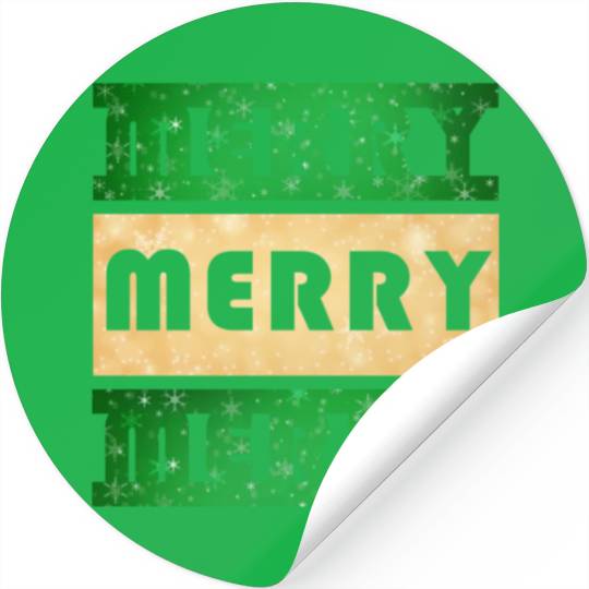 Merry Merry Merry Green and Gold Stickers