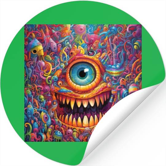 Going On a Little Trip - Cyclops and Teeth Psyched Stickers