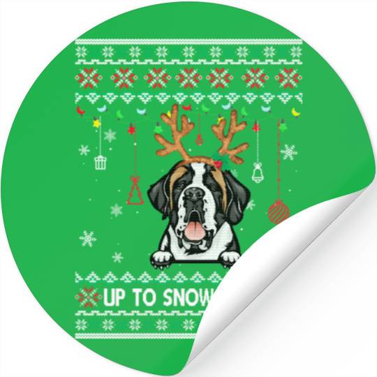 Saint Bernard Dog Reindeer Ugly Christmas Xmas Stickers