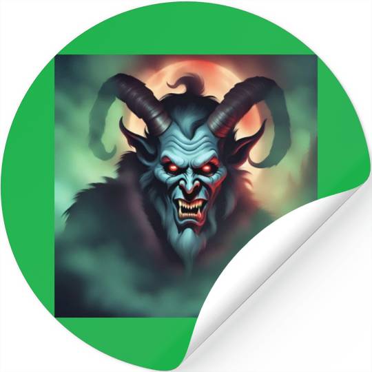 Krampus in Green Fog Stickers