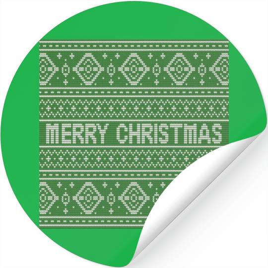 Sage Green Ugly Sweater Christmas Snowflakes Fun Stickers