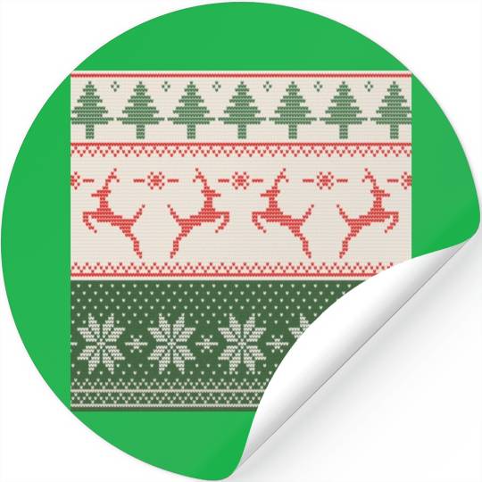 Sage Green Ugly Sweater Christmas Flying Reindeer Stickers
