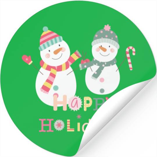 Fun Snowman Happy Holidays Colorful Christmas Stickers