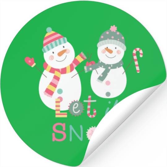 Fun Snowman Let It Snow Colorful Christmas Stickers
