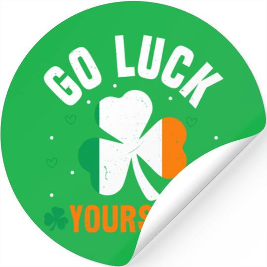 Go Luck Yourself Shamrock Irish Flag Stickers