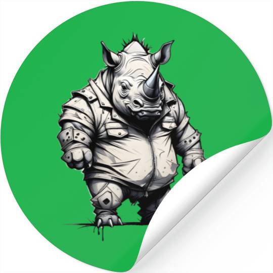 Combative Rhinoceros Stickers