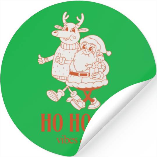 HO HO HO, Hip Vintage Santa and Reindeer Stickers
