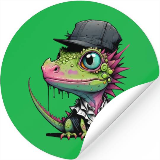 Cute lizard with cap Stickers