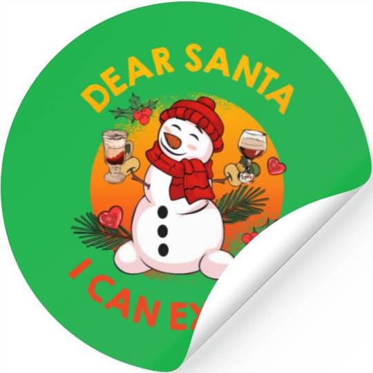 Schneemann Dear Santa I can Explain Funny Stickers