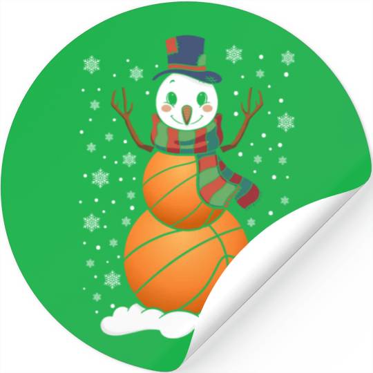 Snowman Basketball Fan Basketballs Snow Stickers
