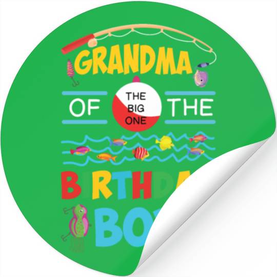 O Fish Ally One Birthday Outfit Grandma Stickers