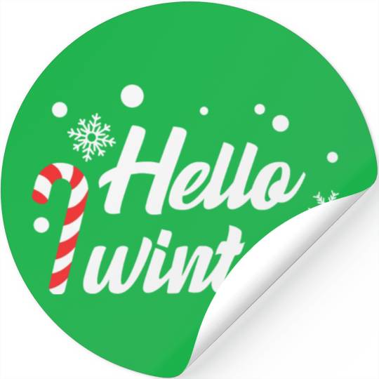 Hello Winter Christmas Candy Canes Stickers