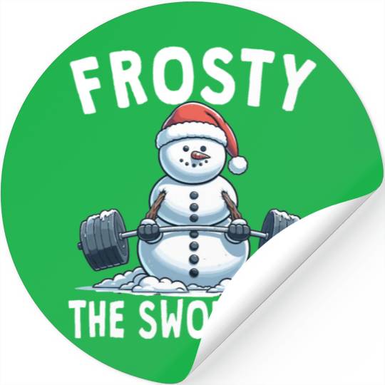 Frosty the Swoleman Christmas Funny Snowman Gym Stickers