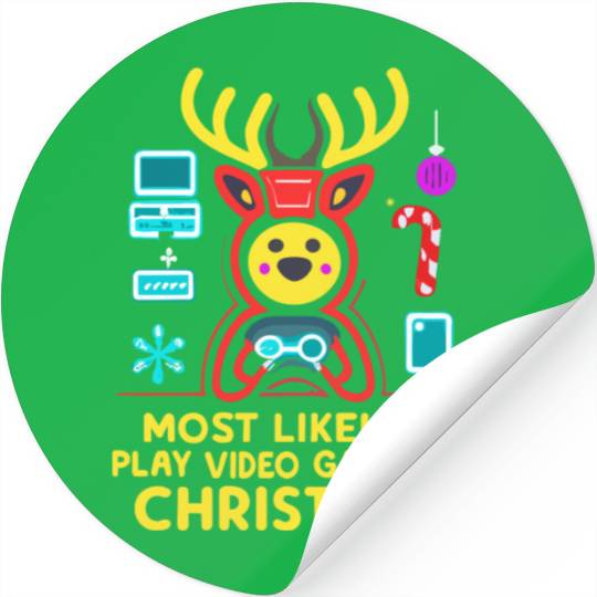Candy Canes Most Likely To Play Video Games On Stickers